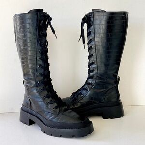 ZARA Black Combat Boots Size EU 38